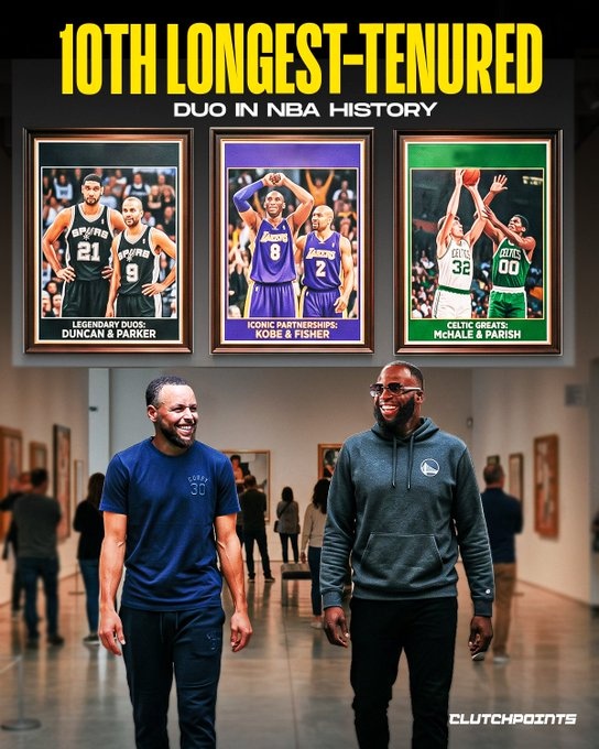 947场共同出战，库里与追梦升至NBA历史双人组第10位